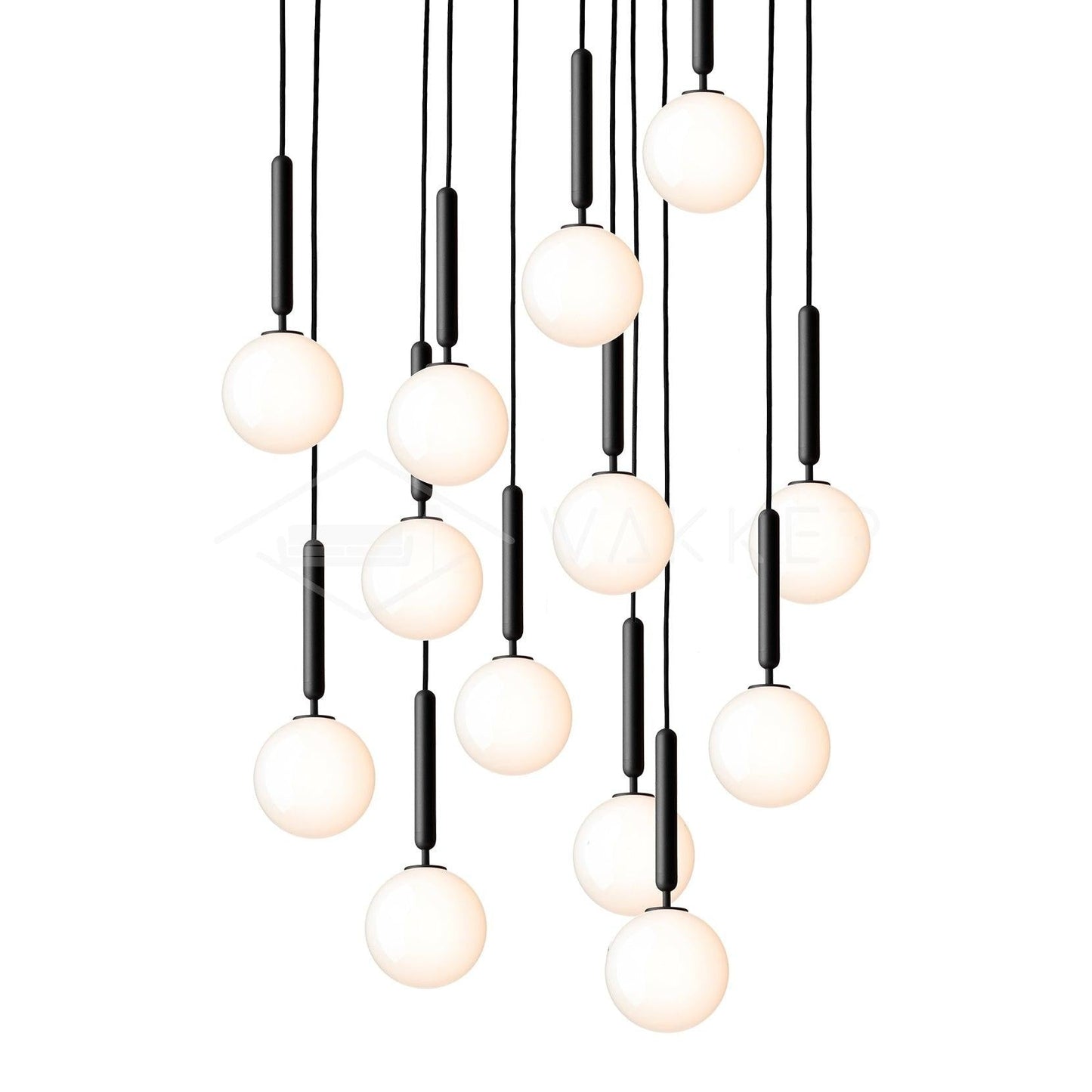 Adjustable Opal & Clear Glass Sphere Pendant Light