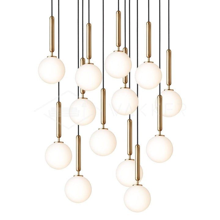 Adjustable Opal & Clear Glass Sphere Pendant Light