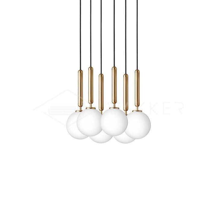 Adjustable Opal & Clear Glass Sphere Pendant Light
