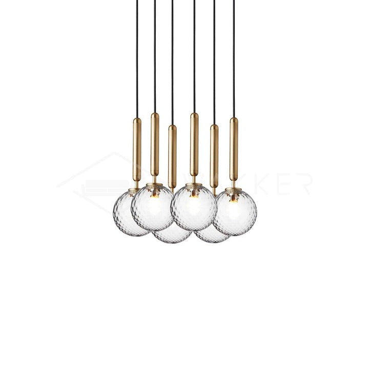 Adjustable Opal & Clear Glass Sphere Pendant Light