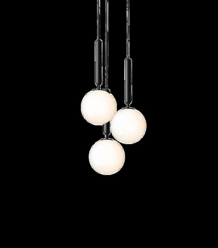 Adjustable Opal & Clear Glass Sphere Pendant Light