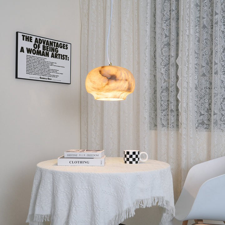 Alabaster Dome Pendant Light with Integrated LED