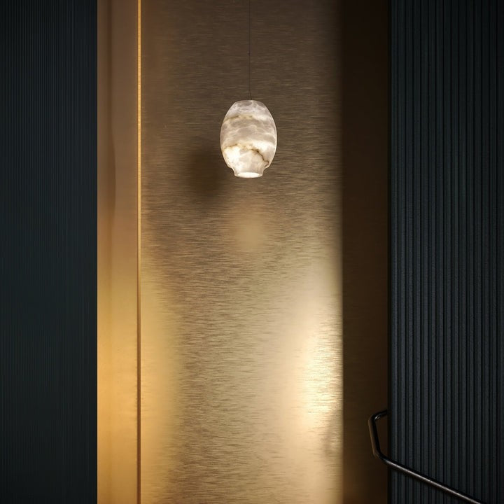 Alabaster Dome Pendant Light with Integrated LED