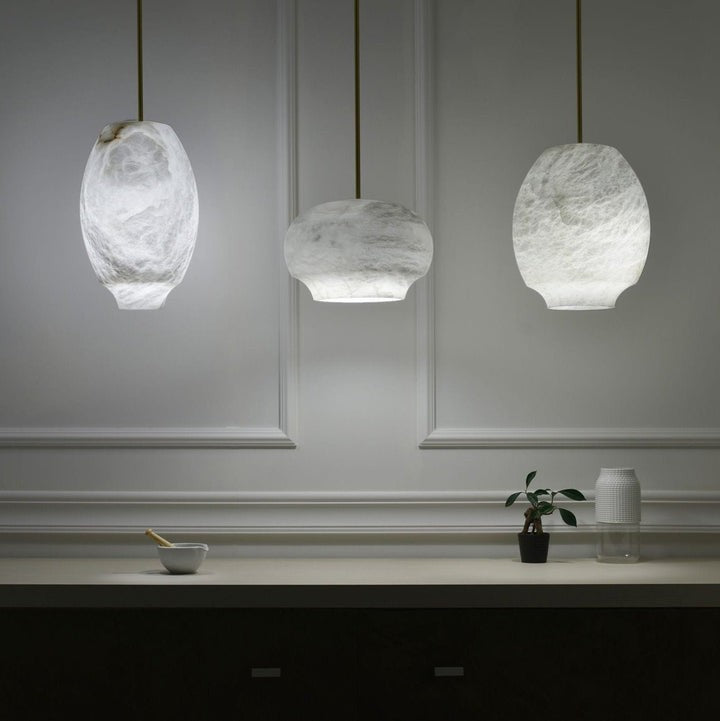 Alabaster Dome Pendant Light with Integrated LED