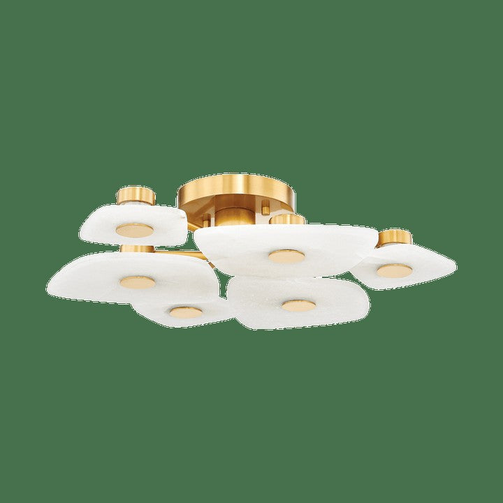 Alabaster LED Ceiling Light with Aged Brass Frame