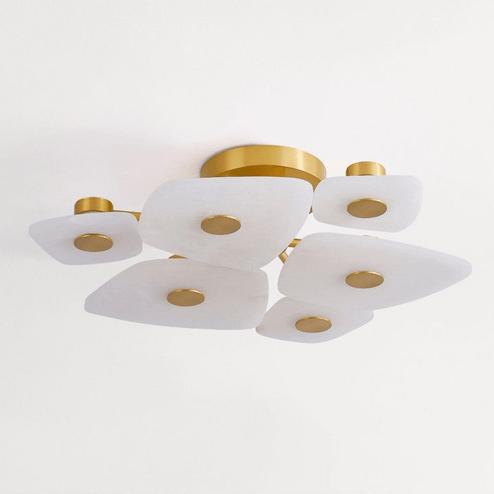 Alabaster LED Ceiling Light with Aged Brass Frame