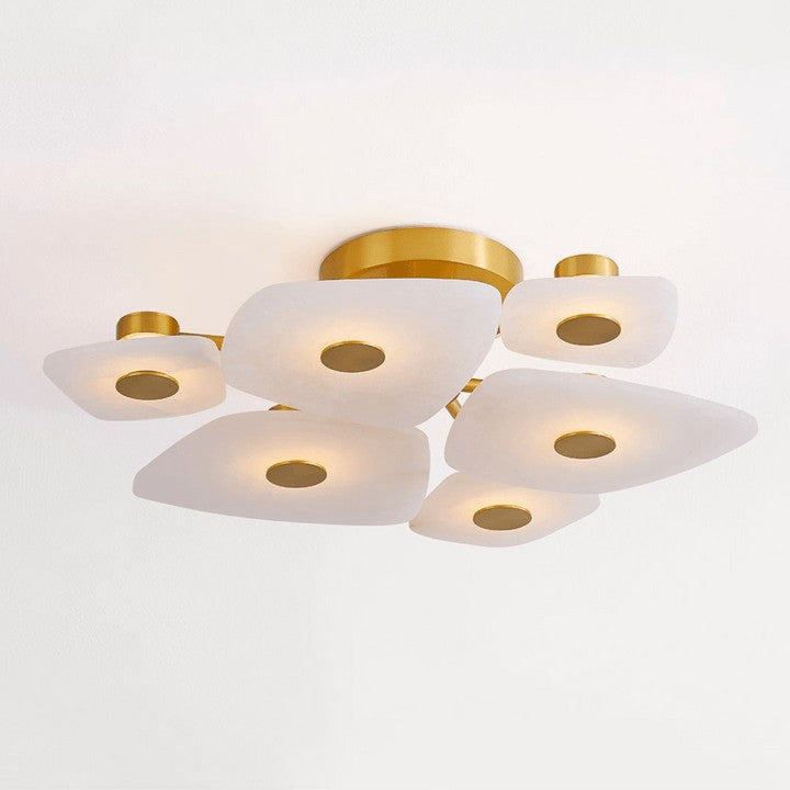 Alabaster LED Ceiling Light with Aged Brass Frame
