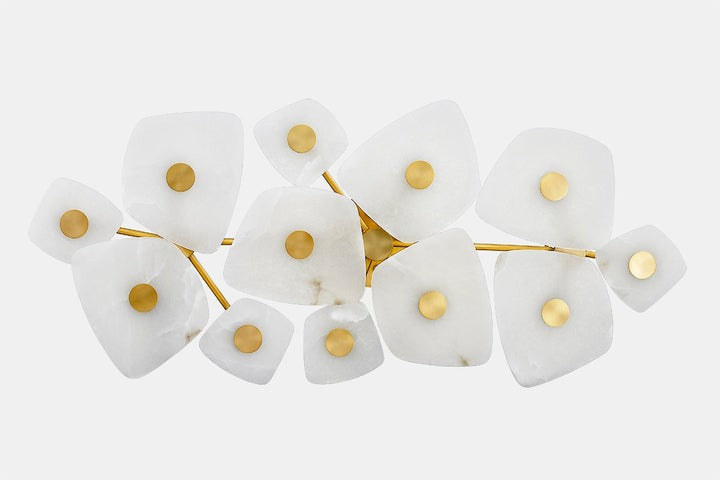 Alabaster LED Ceiling Light with Aged Brass Frame