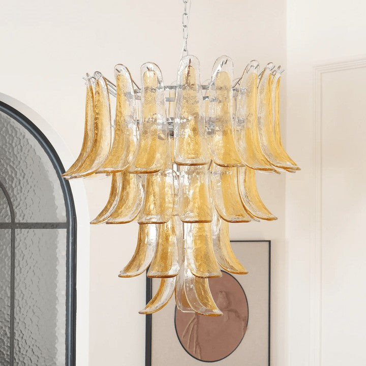Amber Lily Tiered Glass Chandelier