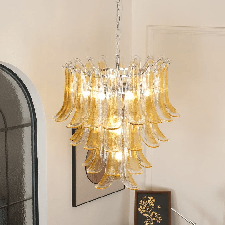 Amber Lily Tiered Glass Chandelier