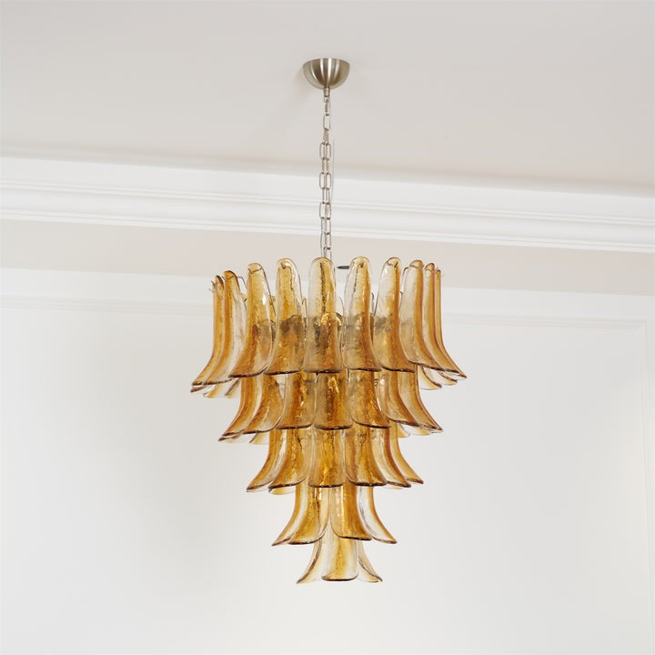 Amber Lily Tiered Glass Chandelier