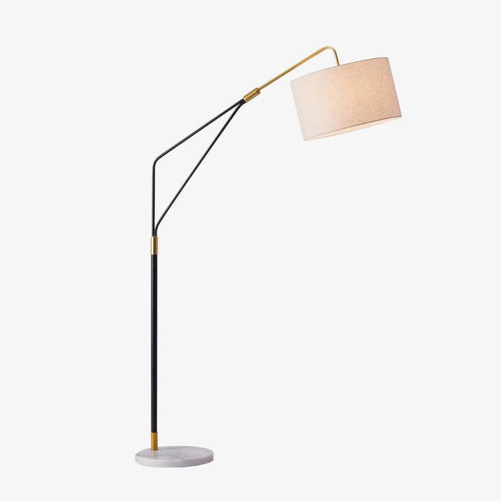 Angled Linen Shade Floor Lamp with Marble Base