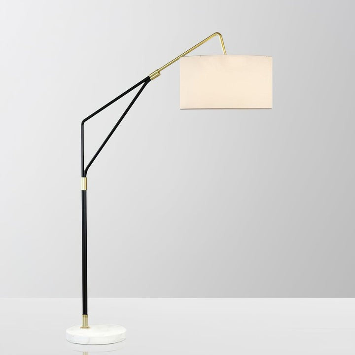 Angled Linen Shade Floor Lamp with Marble Base