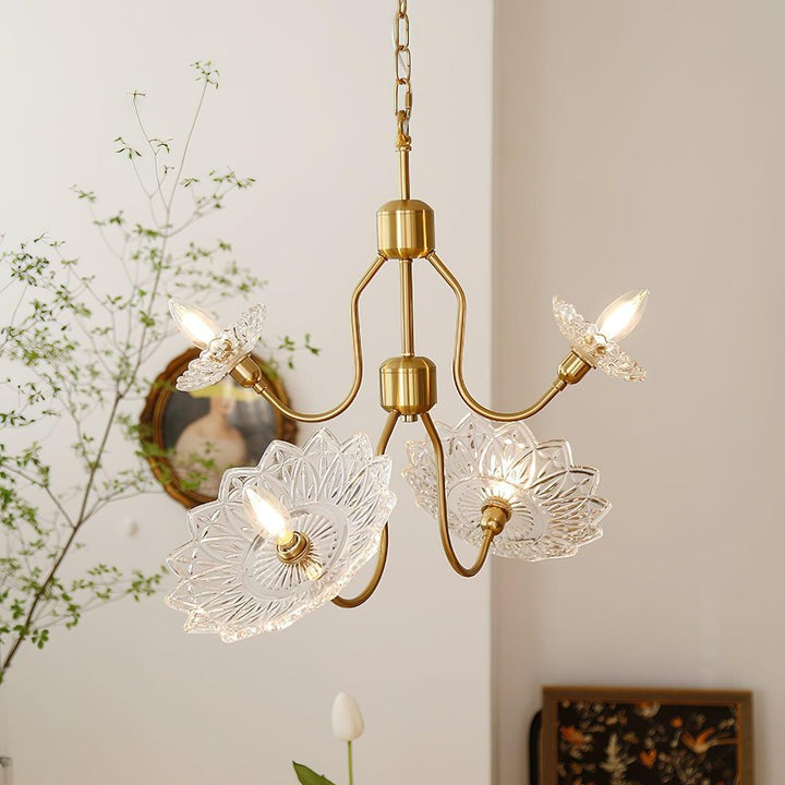Antique Copper Glass Butterfly Chandelier