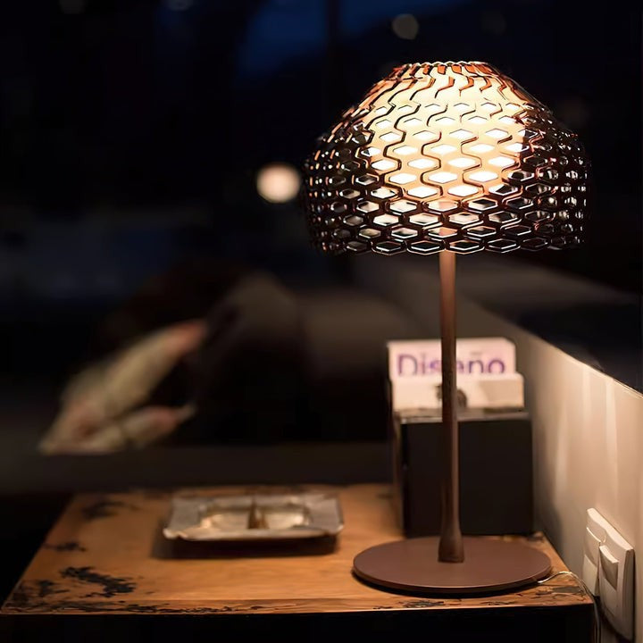 Armadillo-Inspired Metal Table Lamp with Soft Diffused Light