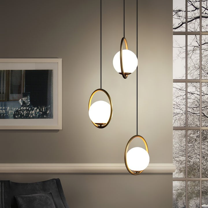 Artisan Glass Orb Brass Pendant Light