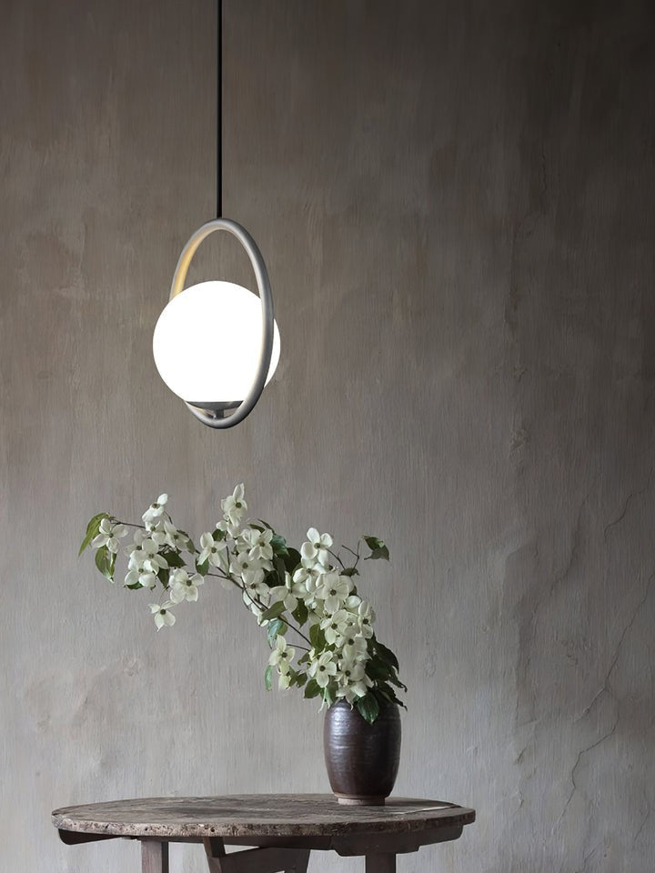 Artisan Glass Orb Brass Pendant Light