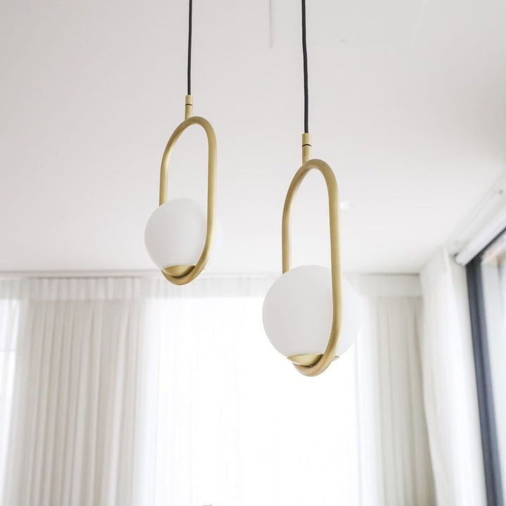 Artisan Glass Orb Brass Pendant Light