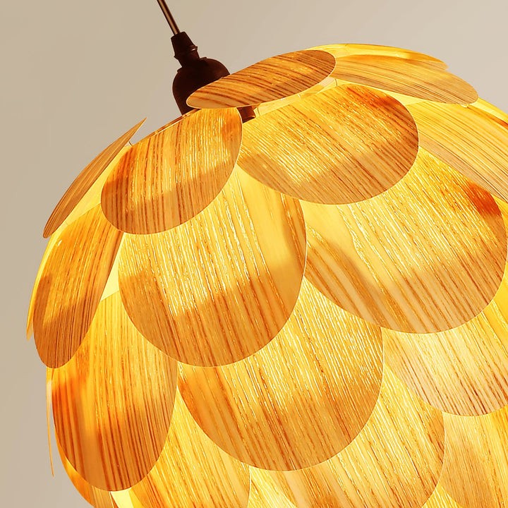 Ash Wood Pinecone Pendant Lamp – Nature-Inspired Ceiling Light
