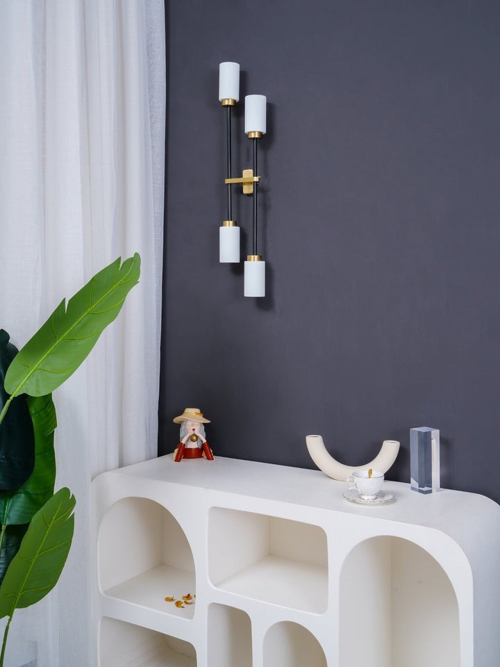 Asymmetric 4-Light Brass Wall Sconce
