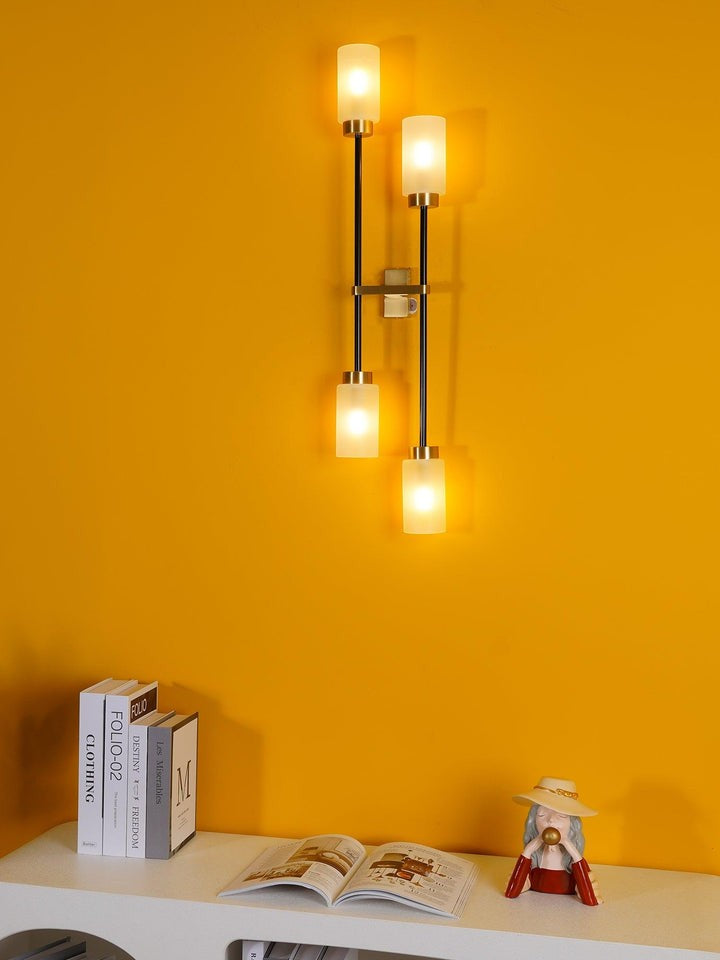 Asymmetric 4-Light Brass Wall Sconce