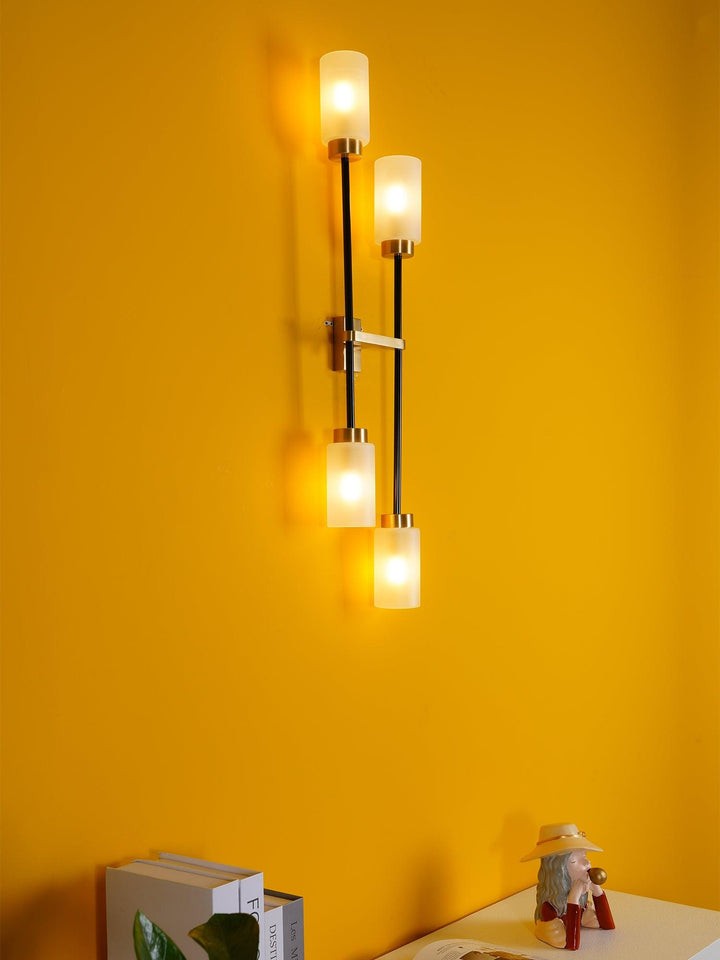 Asymmetric 4-Light Brass Wall Sconce