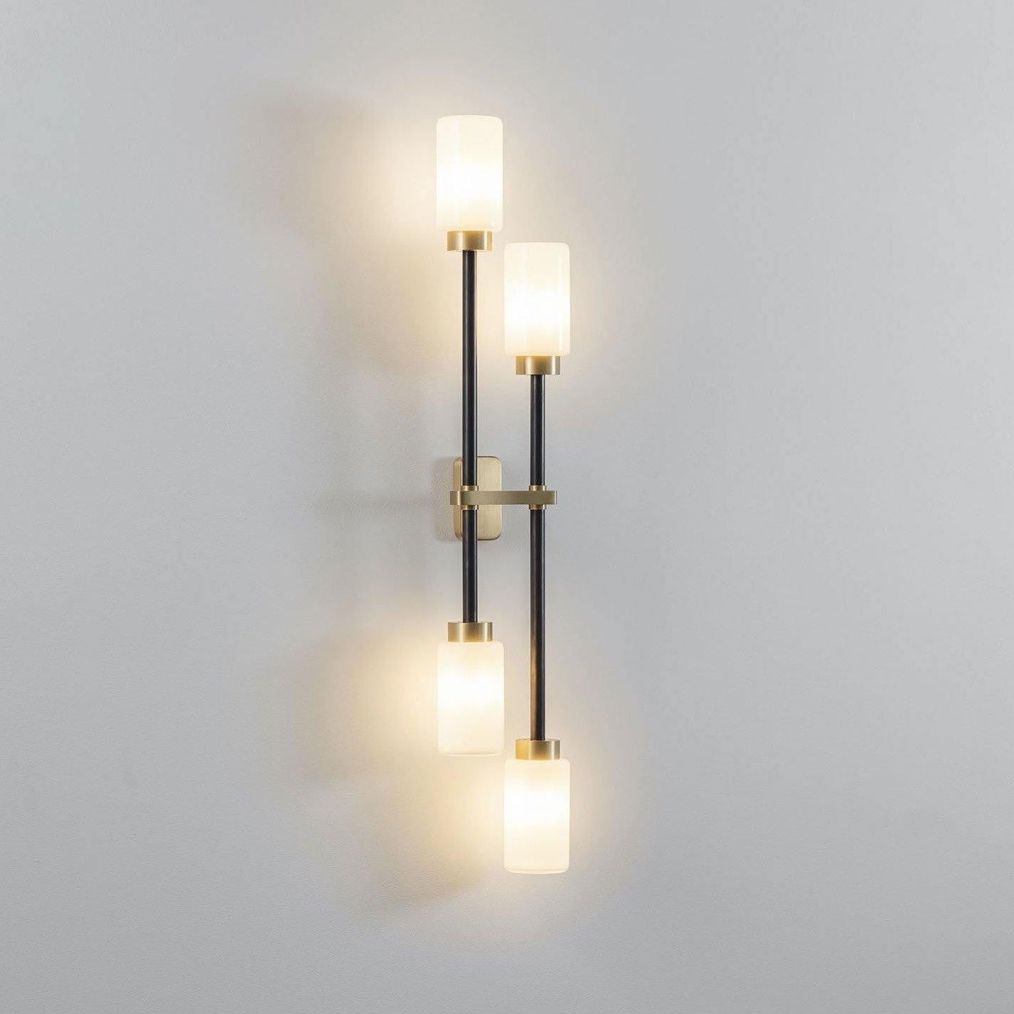 Asymmetric 4-Light Brass Wall Sconce