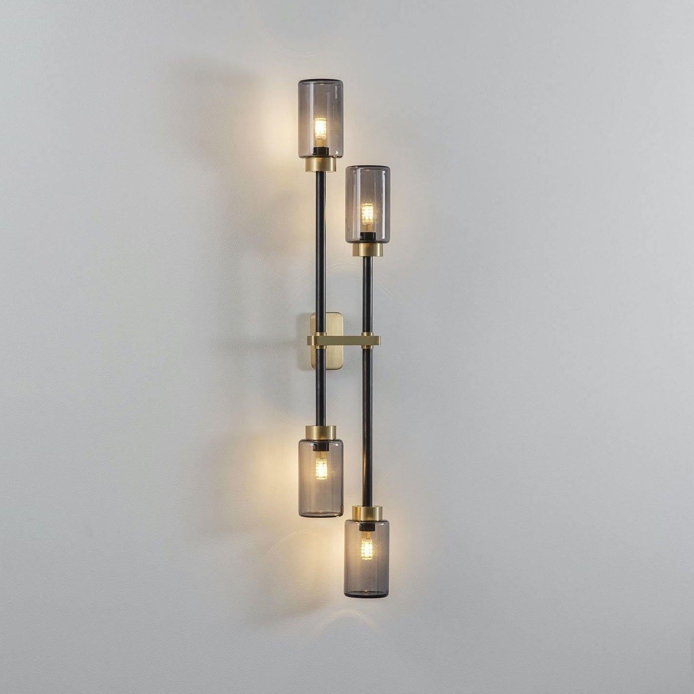Asymmetric 4-Light Brass Wall Sconce