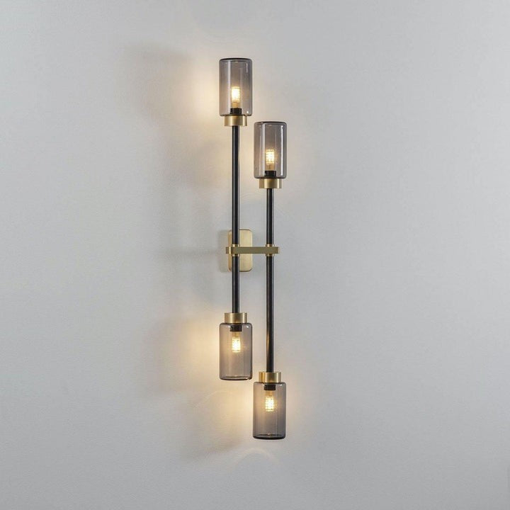 Asymmetric 4-Light Brass Wall Sconce