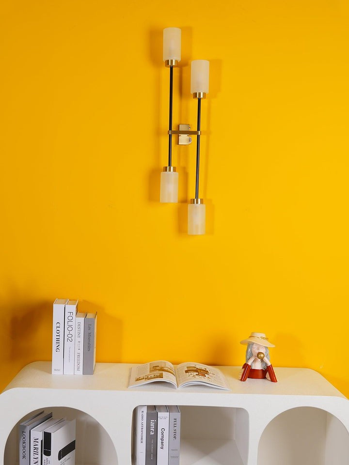 Asymmetric 4-Light Brass Wall Sconce