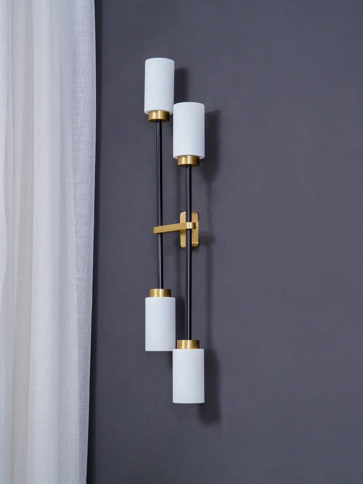 Asymmetric 4-Light Brass Wall Sconce