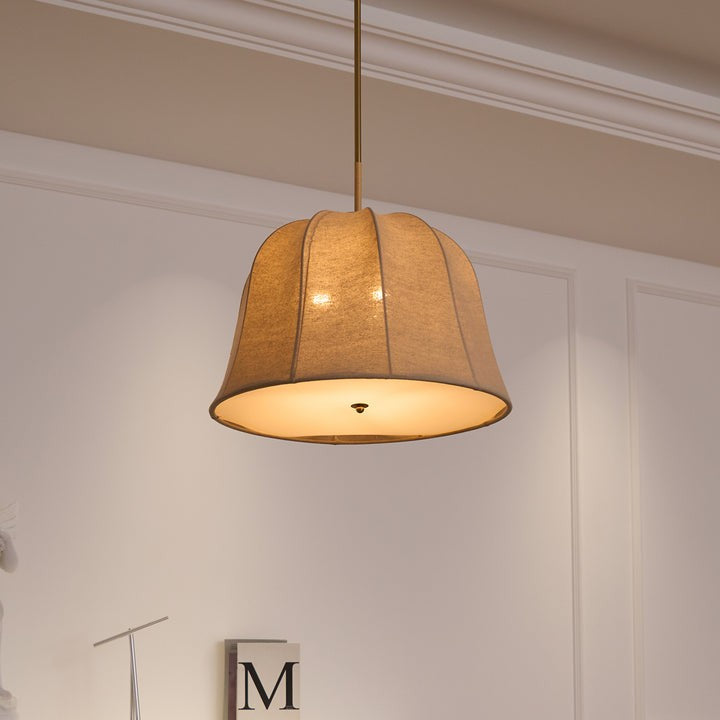 Beige Handcrafted Linen Pendant Light Fixture