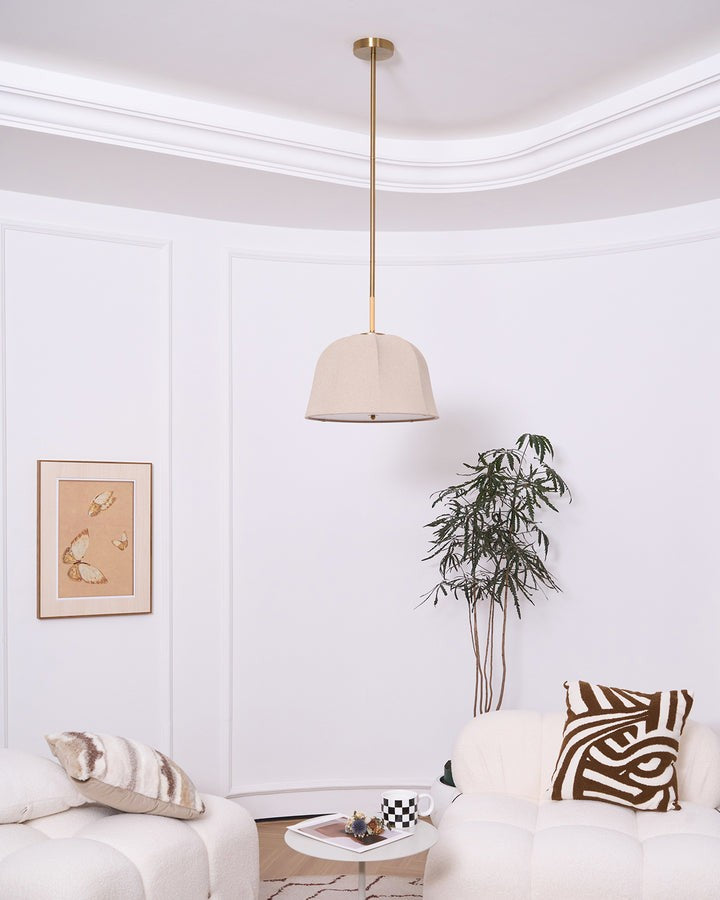 Beige Handcrafted Linen Pendant Light Fixture