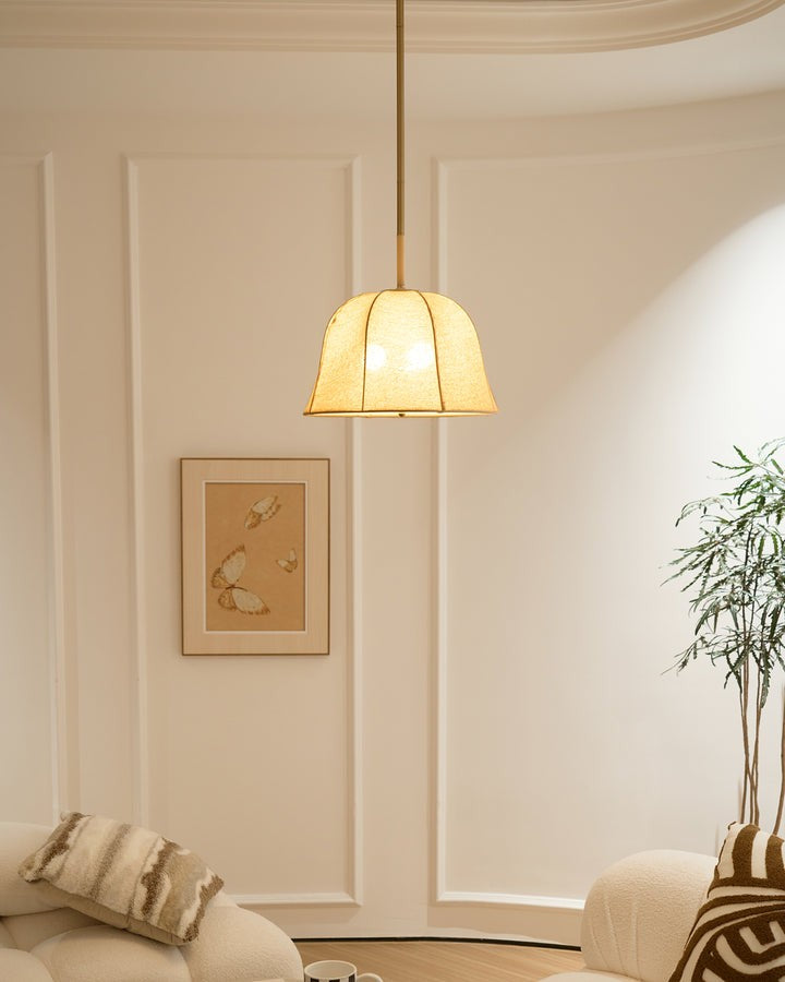 Beige Handcrafted Linen Pendant Light Fixture