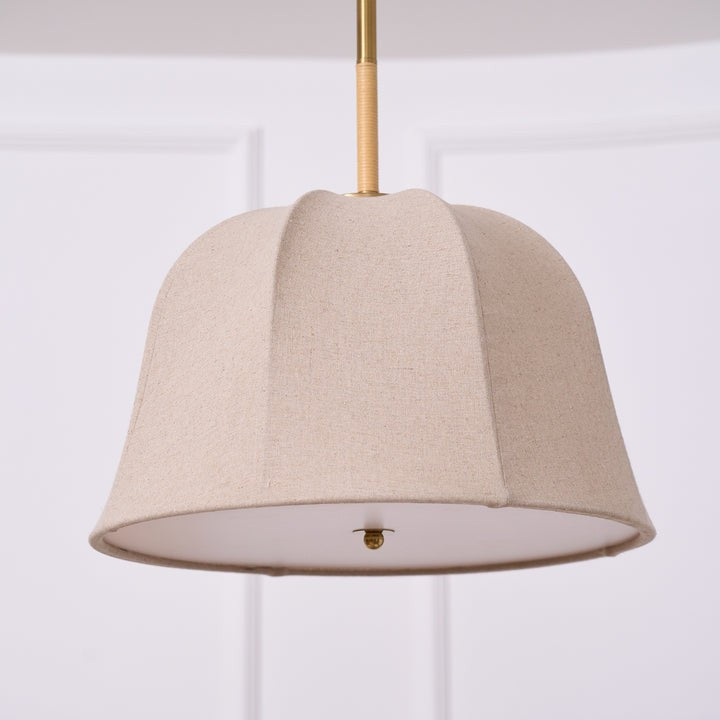 Beige Handcrafted Linen Pendant Light Fixture