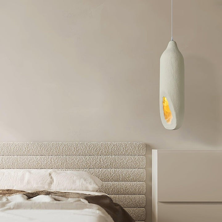 Beige Polystyrene Pendant Light with Ornate Interior