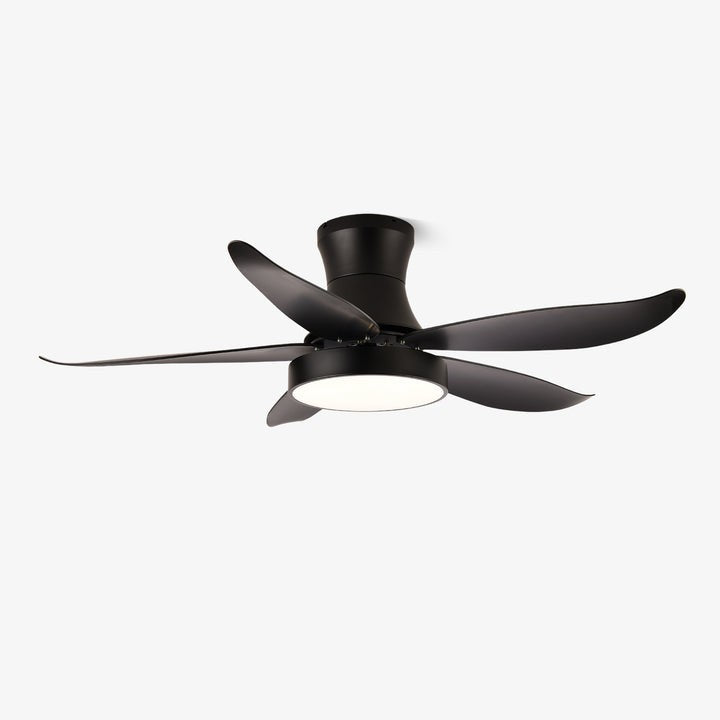 Black Wave-Blade LED Ceiling Fan Light with Remote Control
