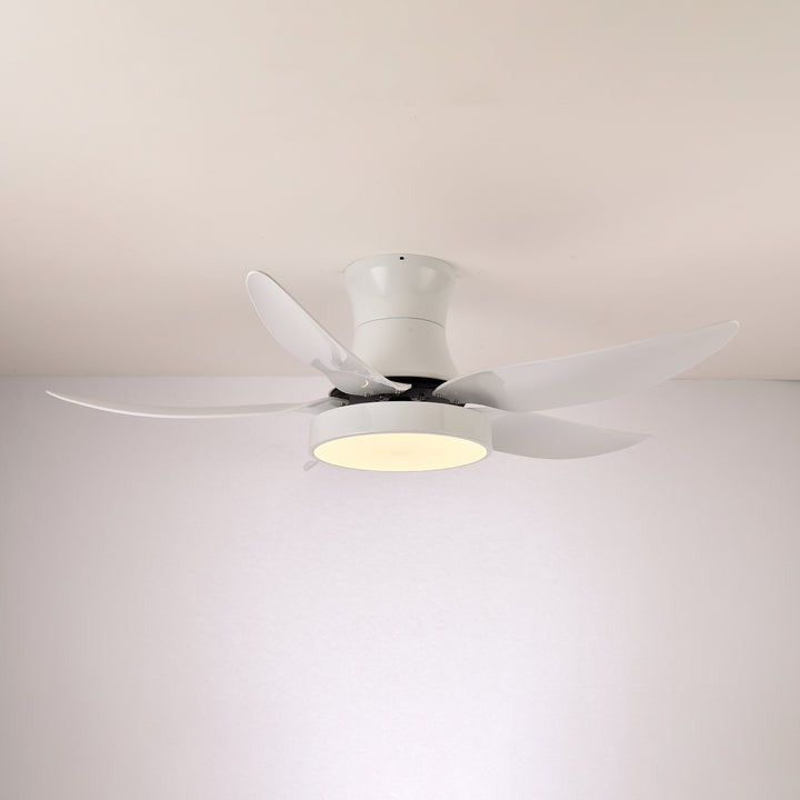 Black Wave-Blade LED Ceiling Fan Light with Remote Control
