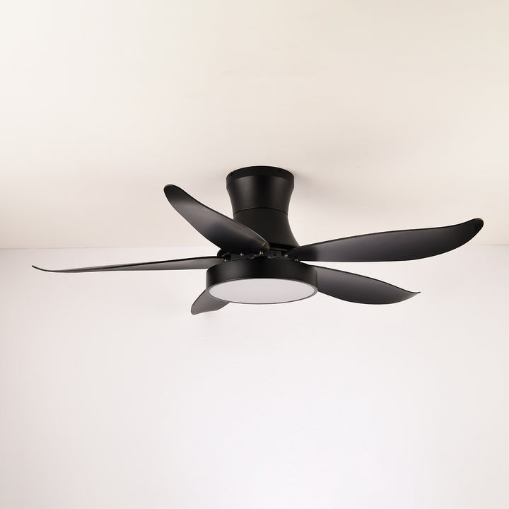 Black Wave-Blade LED Ceiling Fan Light with Remote Control