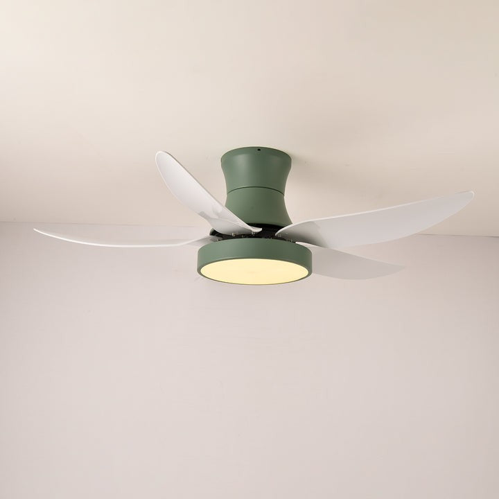 Black Wave-Blade LED Ceiling Fan Light with Remote Control