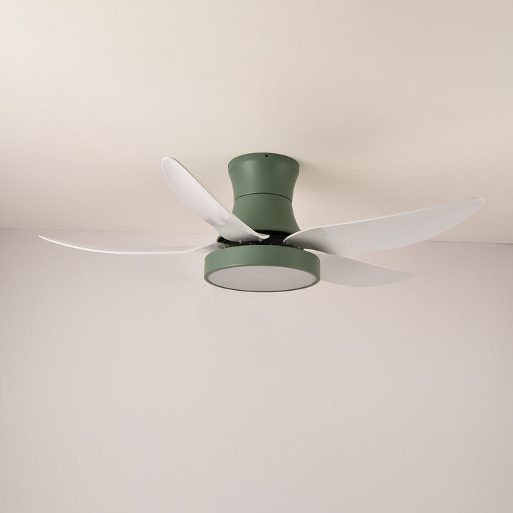 Black Wave-Blade LED Ceiling Fan Light with Remote Control
