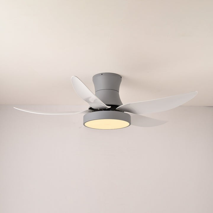 Black Wave-Blade LED Ceiling Fan Light with Remote Control