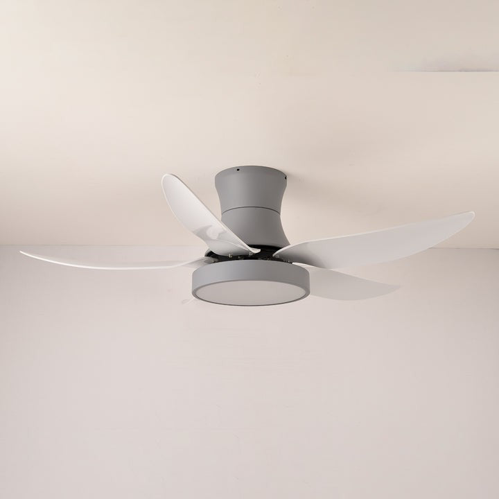 Black Wave-Blade LED Ceiling Fan Light with Remote Control