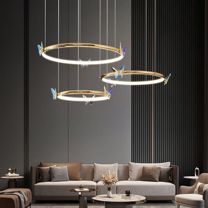 Blue Butterfly LED Crystal Ceiling Chandelier