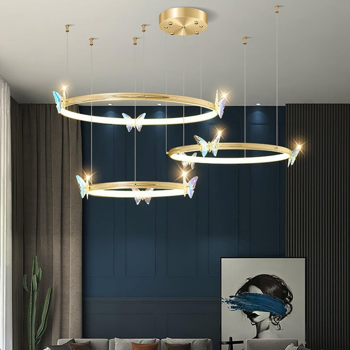 Blue Butterfly LED Crystal Ceiling Chandelier