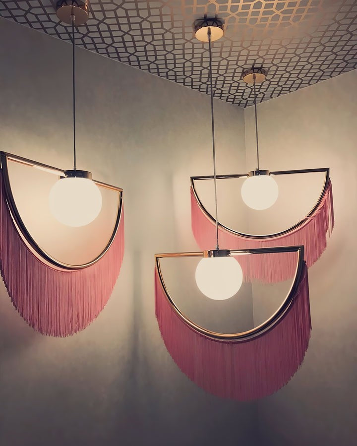 Bohemian Fringe Tassel Pendant Light with Geometric Frame