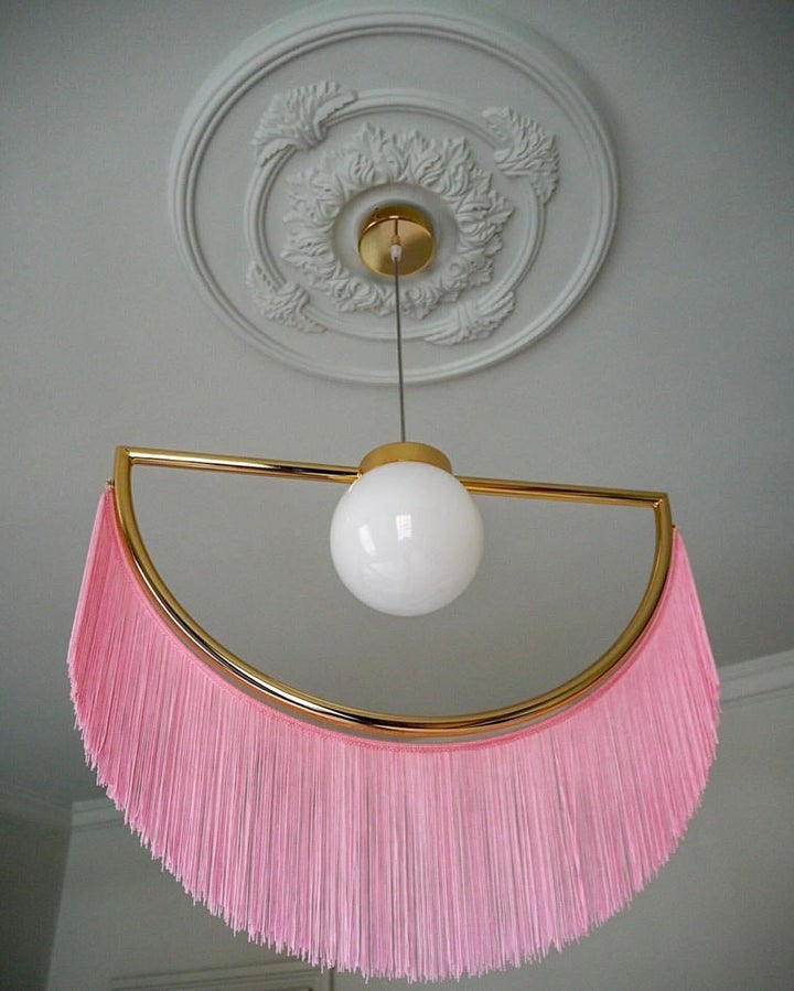 Bohemian Fringe Tassel Pendant Light with Geometric Frame