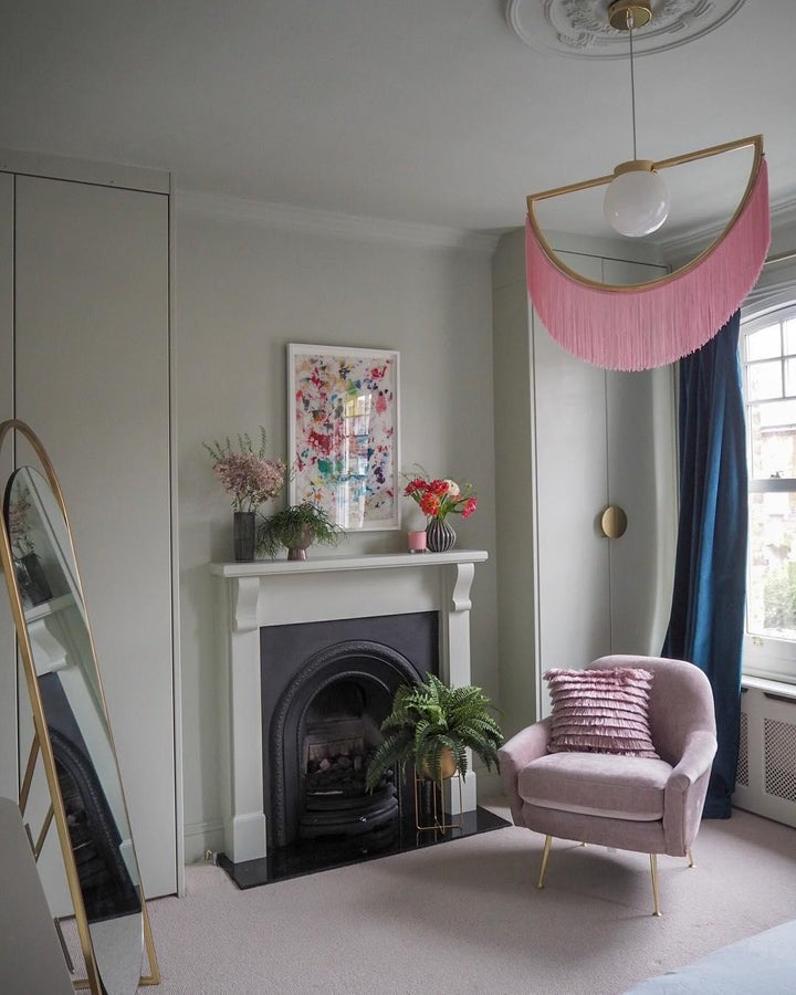 Bohemian Fringe Tassel Pendant Light with Geometric Frame