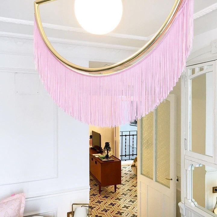 Bohemian Fringe Tassel Pendant Light with Geometric Frame