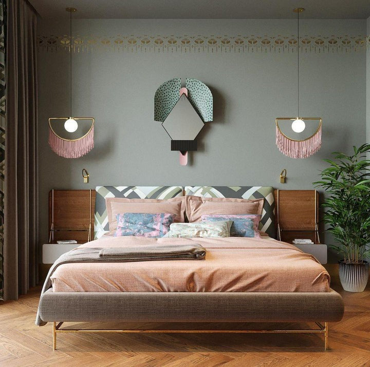 Bohemian Fringe Tassel Pendant Light with Geometric Frame